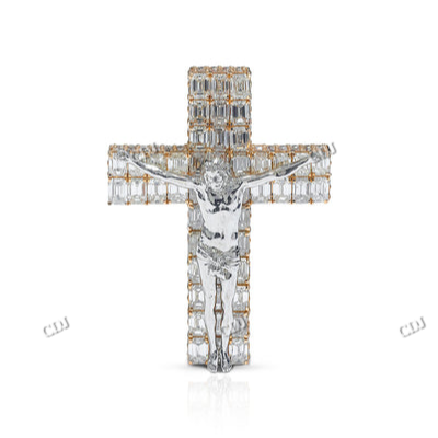Two Tone Moissanite Diamond Cross Hip Hop Men Pendant hip hop jewelry CustomDiamJewel