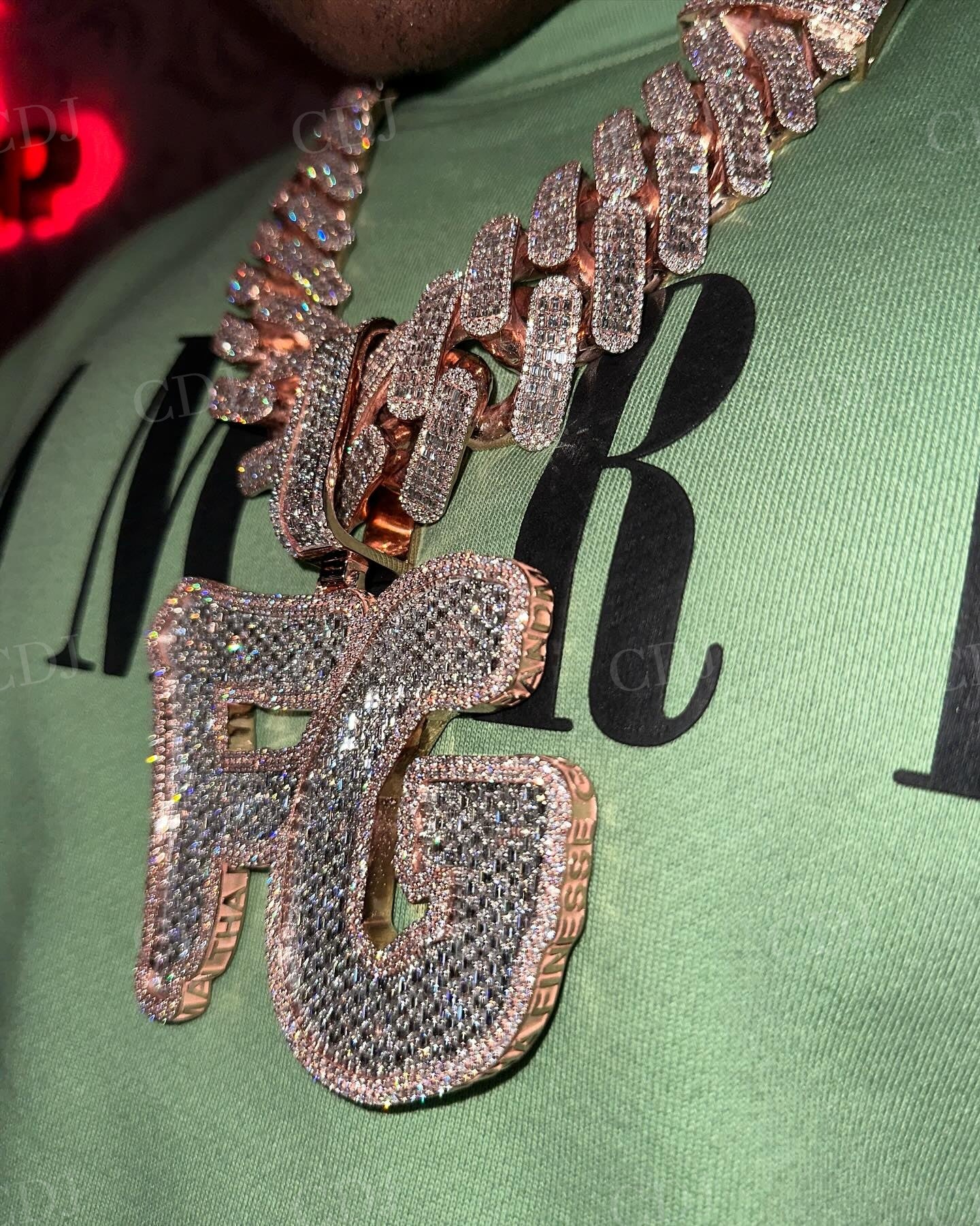 FG Letter Baguette and Round Customized Diamond Pendant hip hop jewelry customdiamjewel