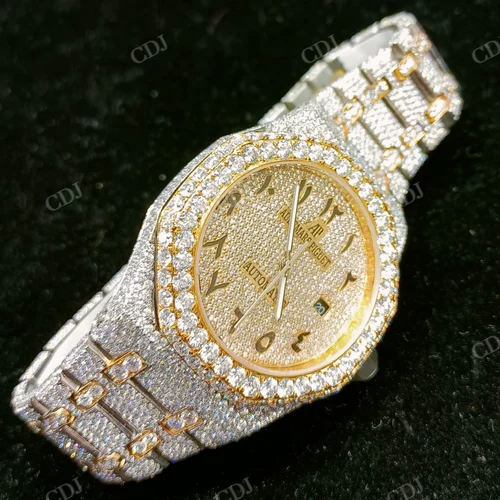 AP Natural Diamond Studded Two Tone Stainless Steel Luxurious Watch customdiamjewel