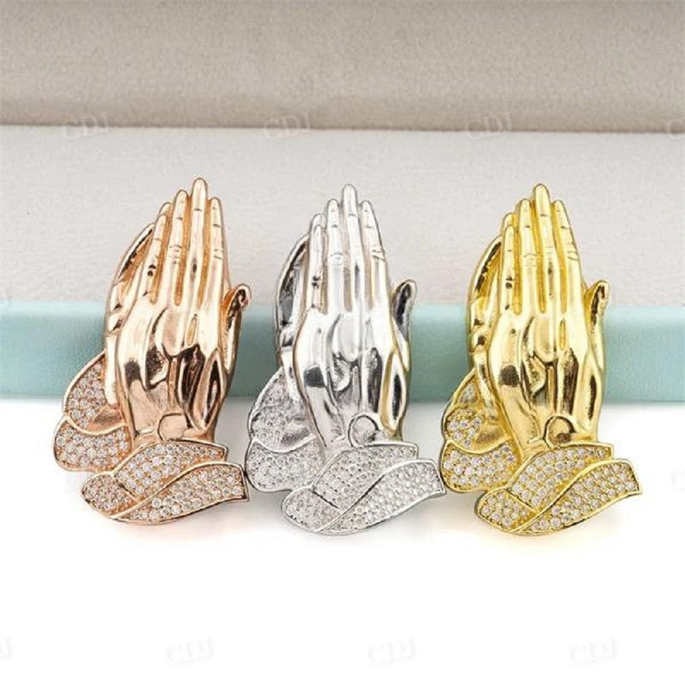 Diamonds Praying Hands Pendant For Men customdiamjewel