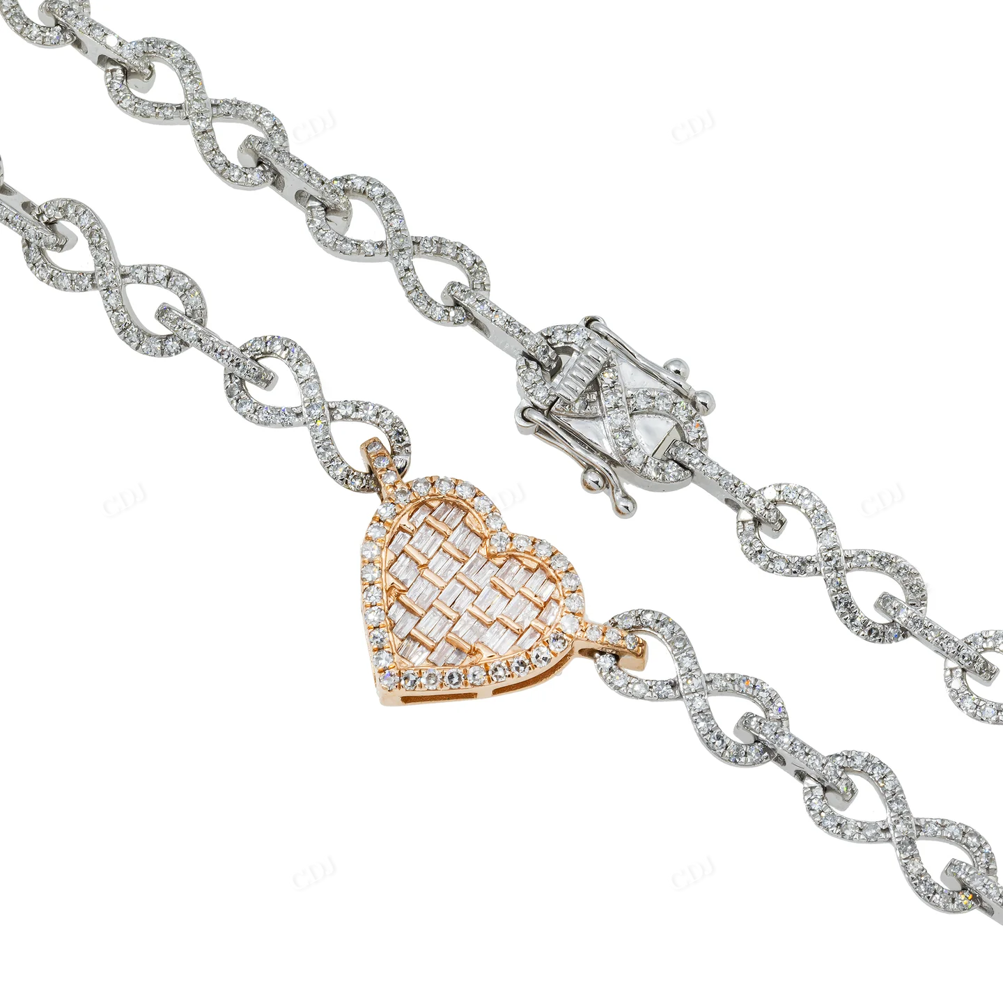 6.51 CTW Two Tone Baguette And Round Diamond Chain hip hop jewelry CustomDiamJewel