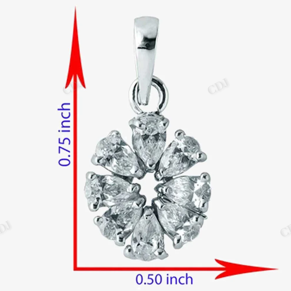 Sterling Silver Pear Cut Flower Shap Moissanite Pendant hip hop jewelry CustomDiamJewel