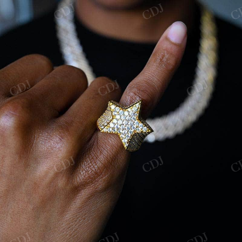 Star Iced out Diamond Hip Hop Ring customdiamjewel