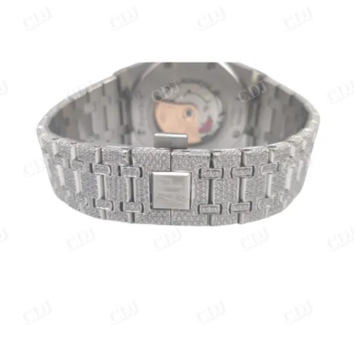 VVS Moissanite Studded Screw On Bezel AP Wrist Watch For Affordable Rate customdiamjewel