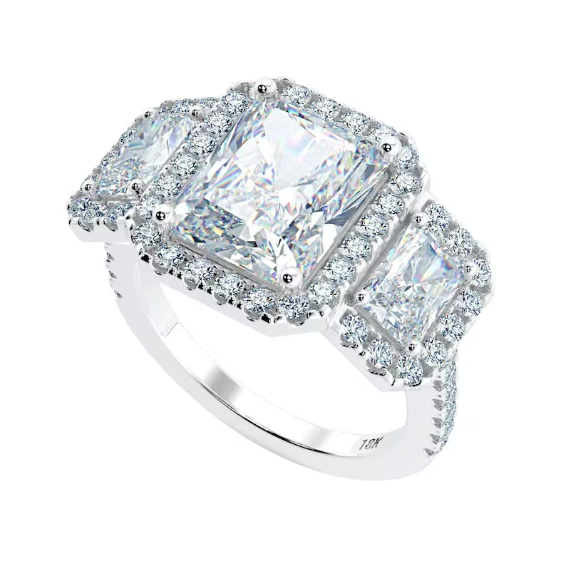 Radiant Cut Moissanite 3 Stone Anniversary Ring customdiamjewel