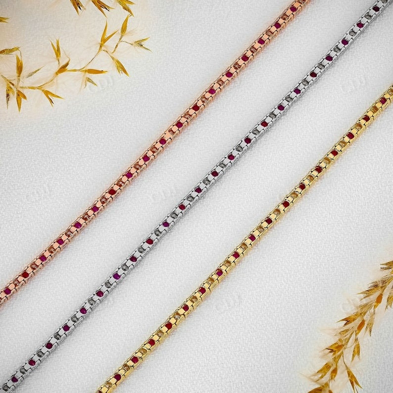 Moissanite Ruby or Sapphire Tennis Diamond Bracelet customdiamjewel