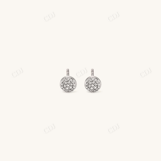 Creation Pave Diamond Circle Stud Earrings in 14k Gold  customdiamjewel 10 KT Solid Gold White Gold VVS-EF