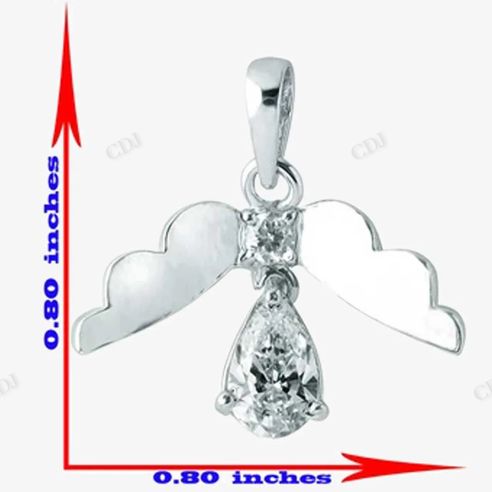 White Gold Plated Sterling Silver Wing Style Pear Cut Moissanite Pendant hip hop jewelry CustomDiamJewel