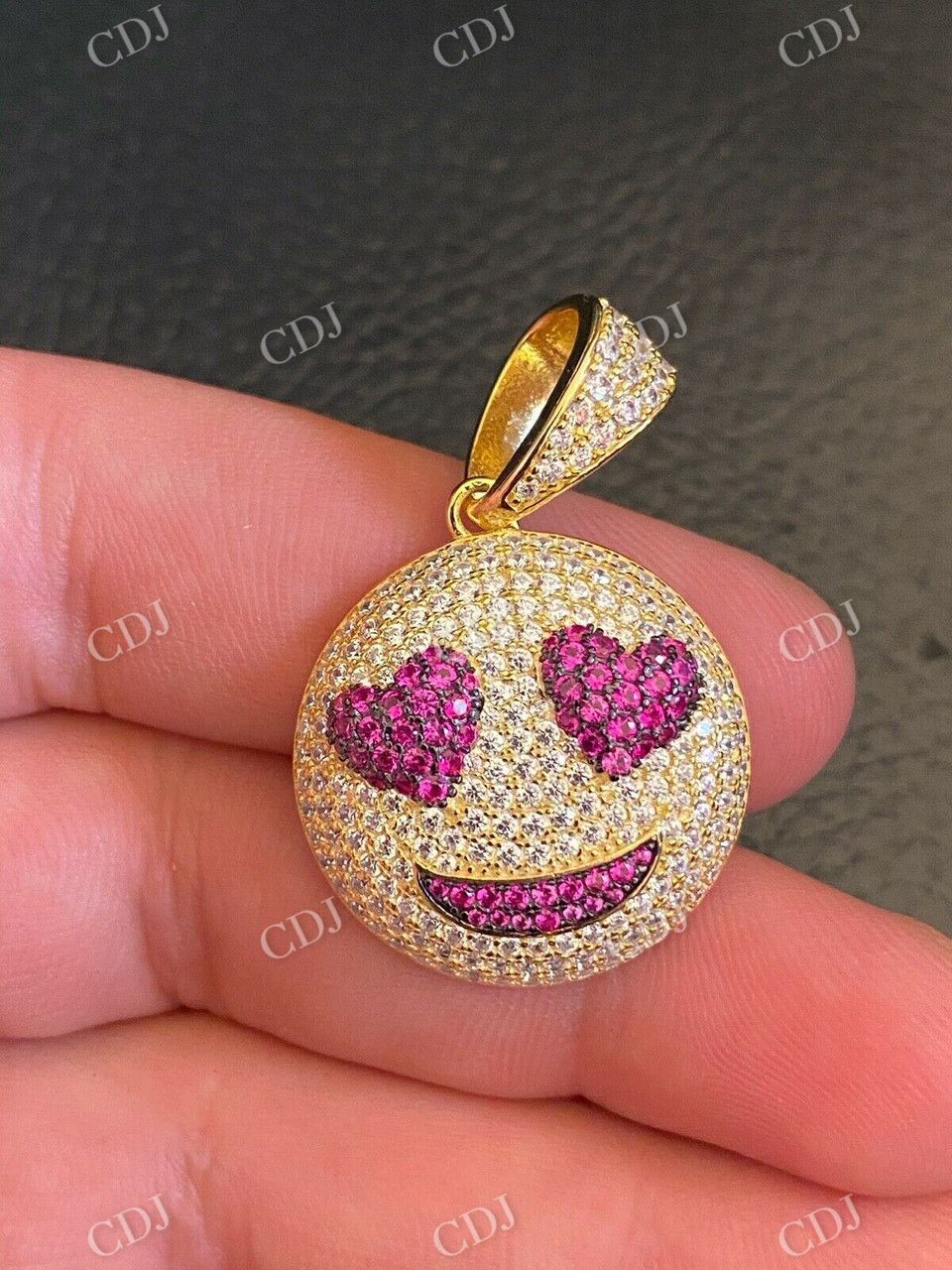 Smiling Face Heart Eyes Emoji Pendant customdiamjewel