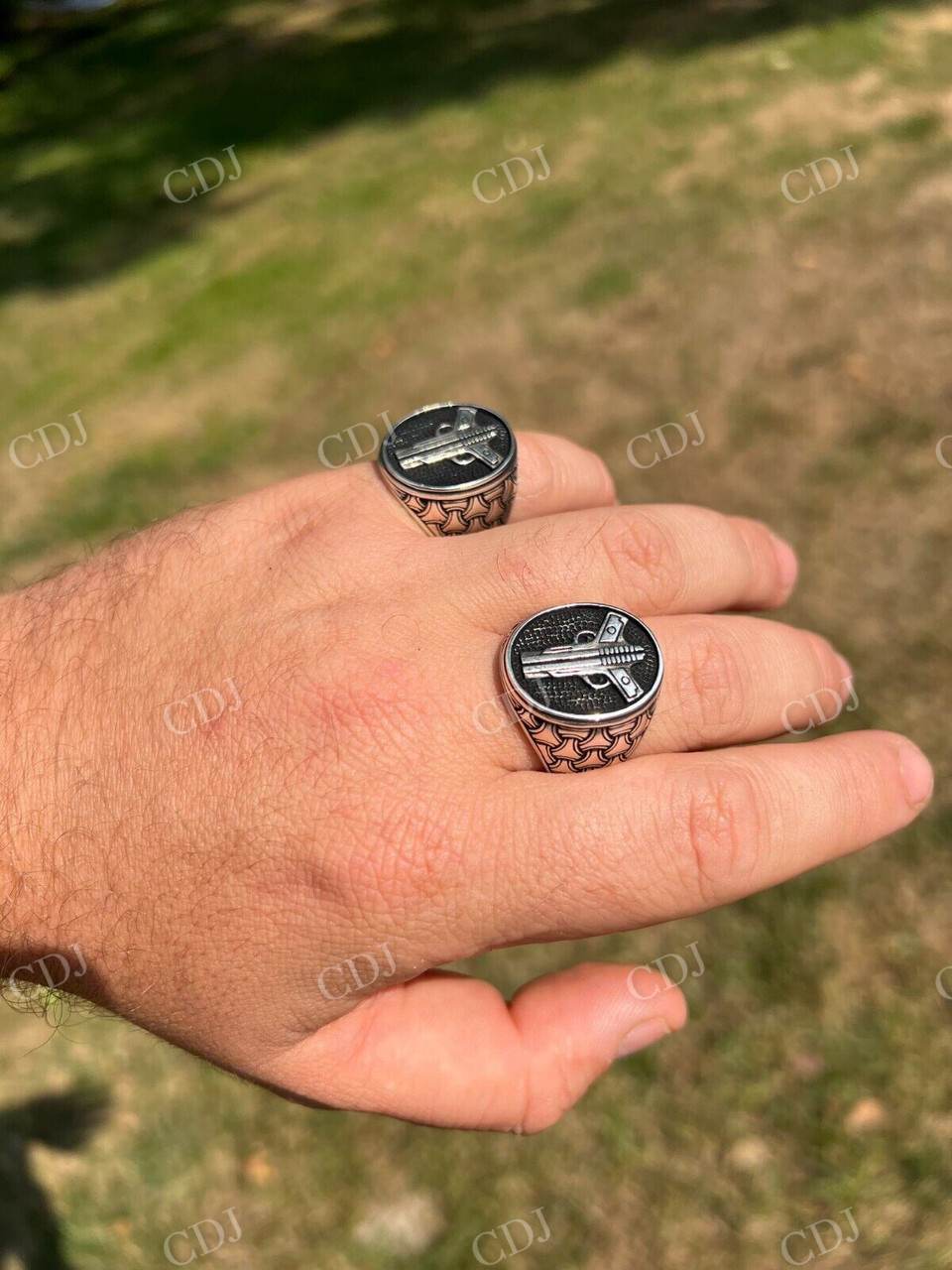 Unique Guns Pistols Hip Hop Gangster Men's Ring customdiamjewel