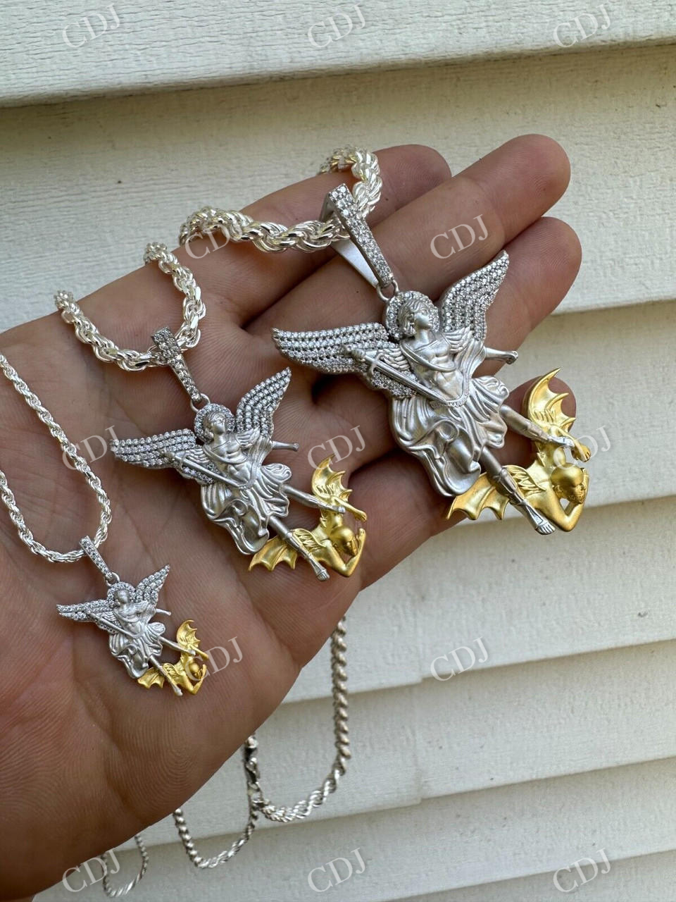 Michael Slaying Dragon Diamond Pendant customdiamjewel