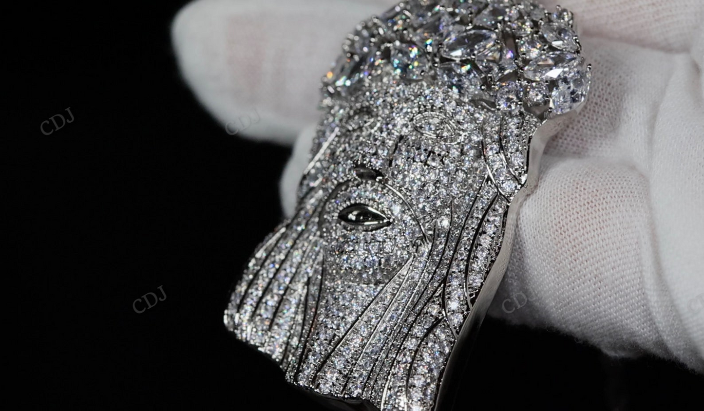Hip Hop Fully Iced Out Sterling Silver Jesus Pendant hip hop jewelry CustomDiamJewel