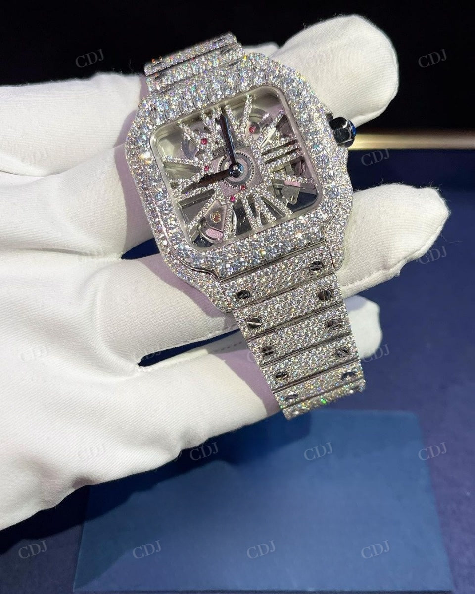 Cartier Skeleton Fully Diamond Iced Out Watch customdiamjewel