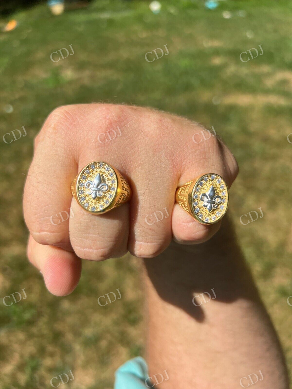 Antique Solid Gold Hip Hop French Ring For Men's customdiamjewel