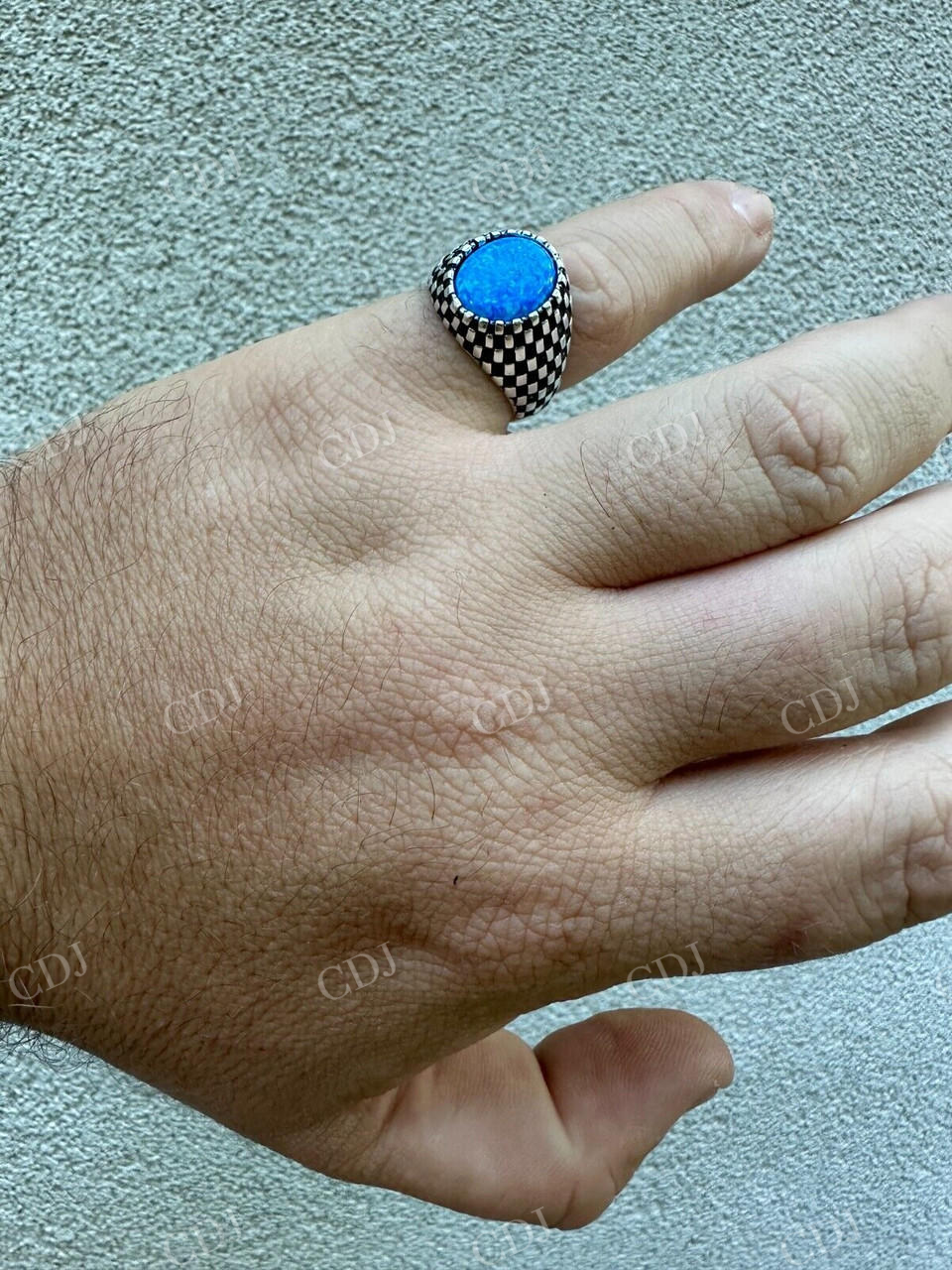 Oval Shape Opal Ring For Hip Hop Men's customdiamjewel