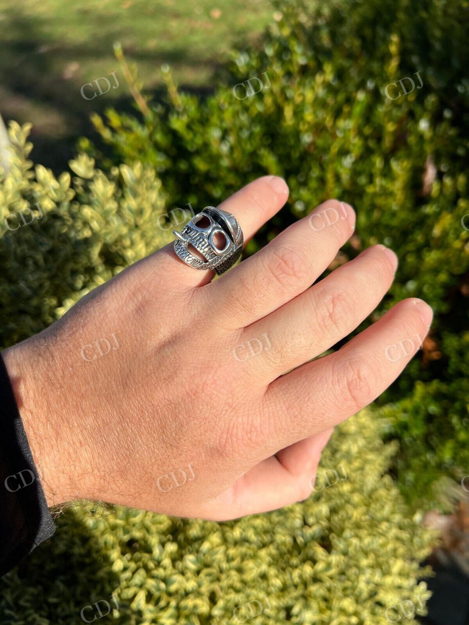 14K White Gold Plain Goth Smoking Hip Hop Ring For Men's customdiamjewel