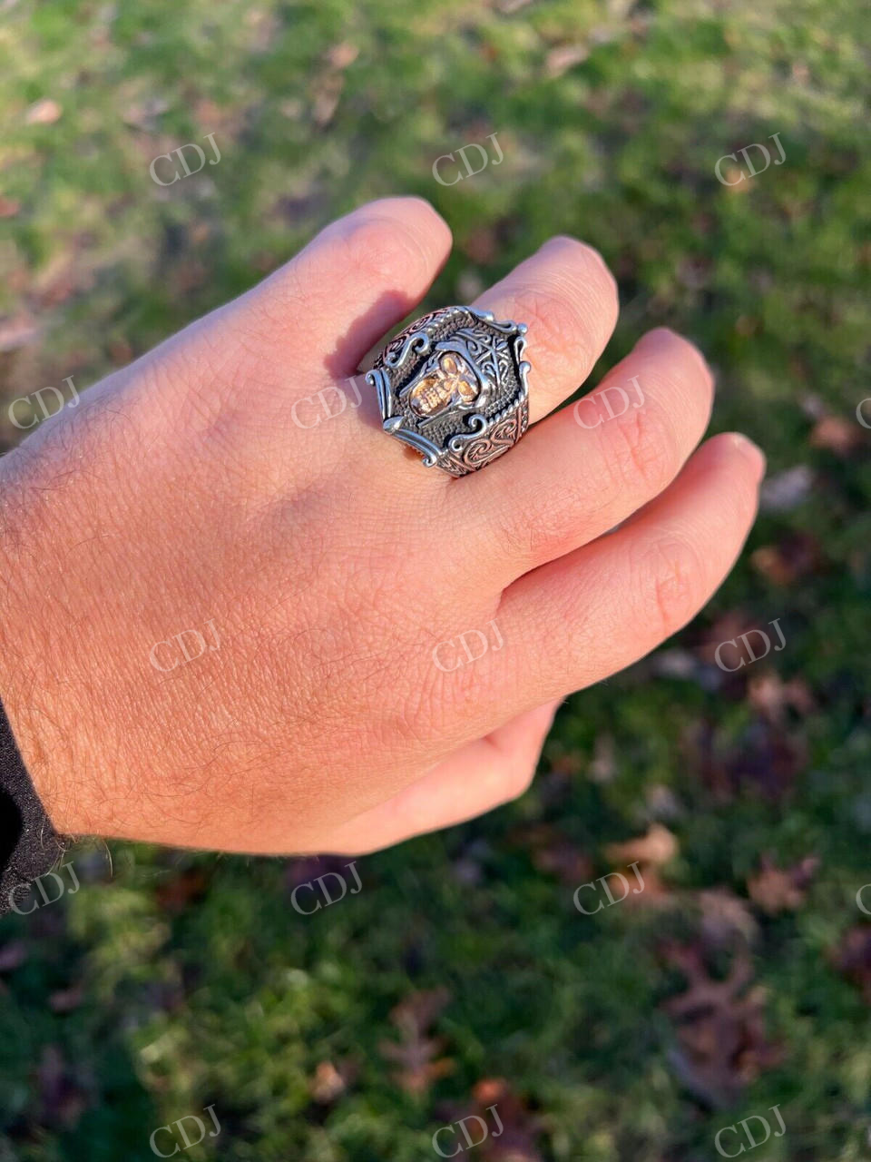 10K Solid Gold Warrior Skull Hip Hop Rings customdiamjewel