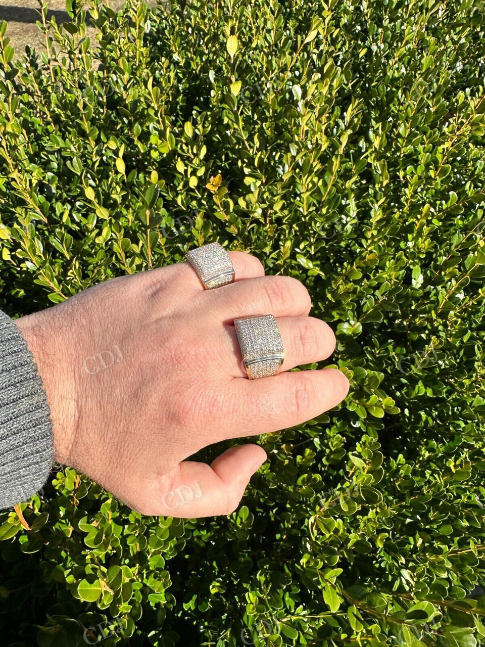 14K Yellow Gold Square Micropave Hip Hop Ring customdiamjewel