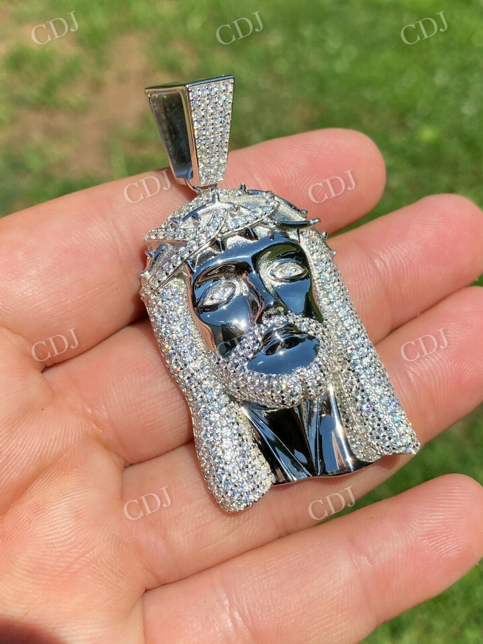 Icy Jesus Piece Flooded Out Diamond Pendant customdiamjewel