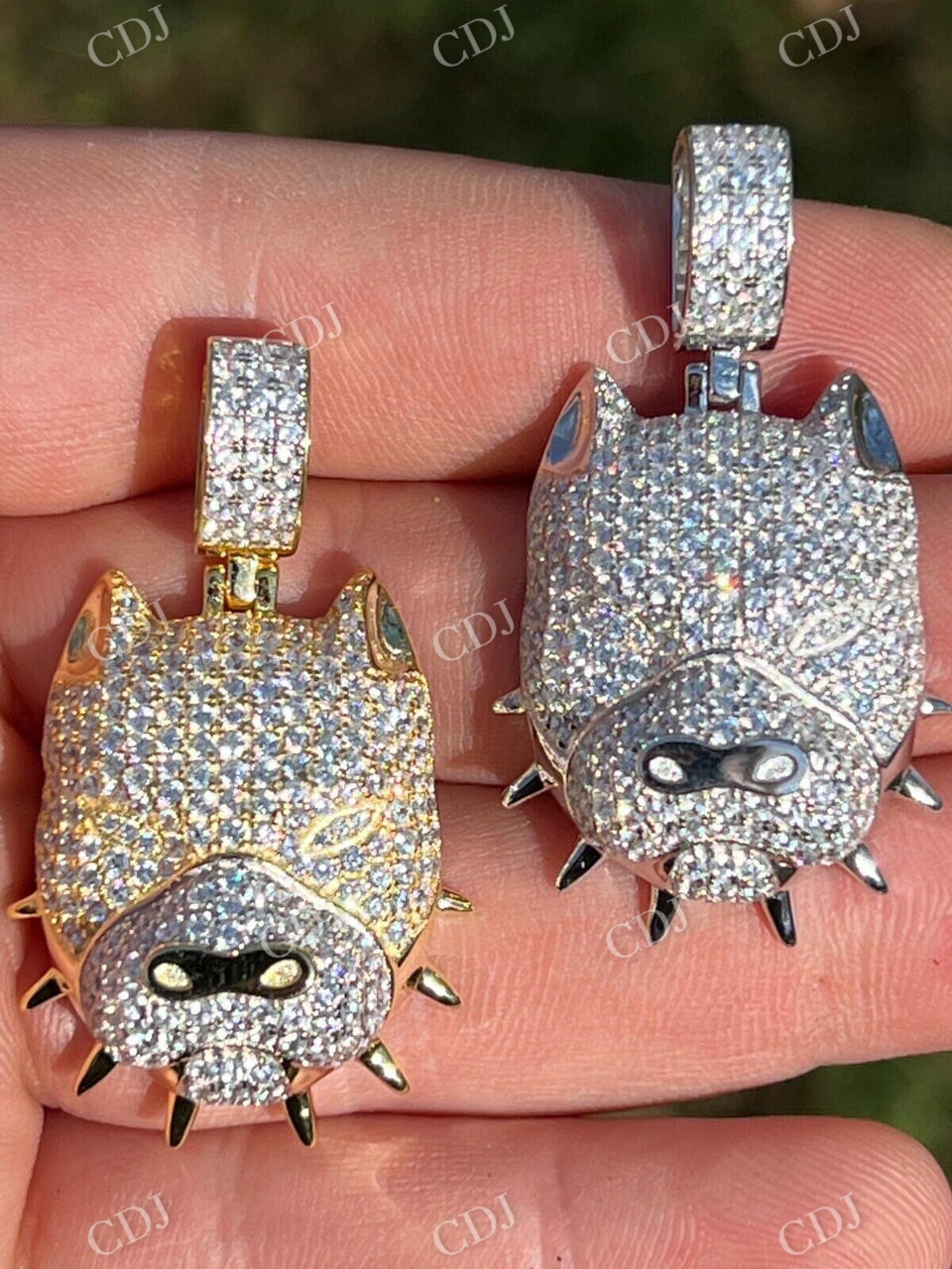 Natural Colorless Diamond Pitbull Dog Pendant customdiamjewel
