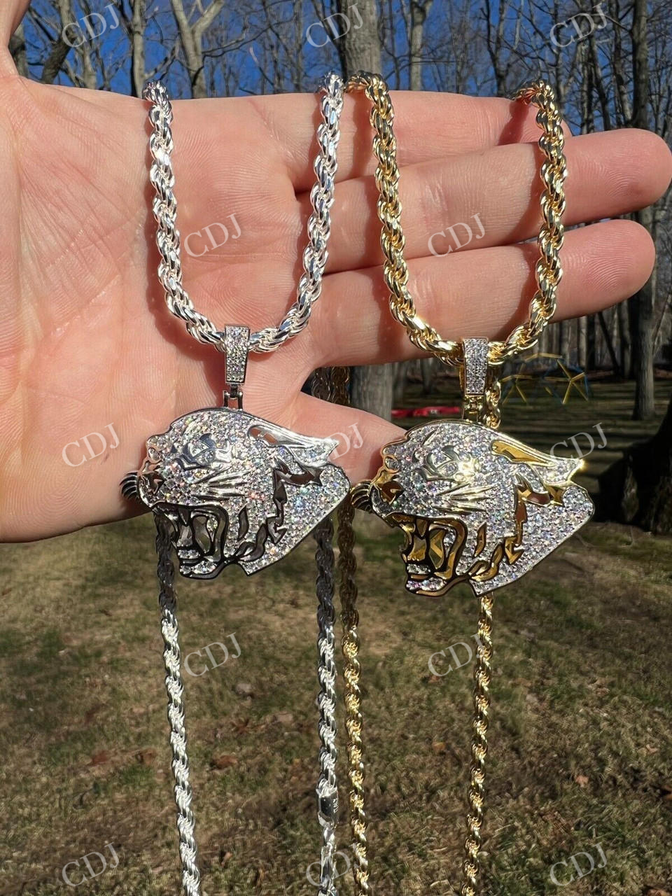 925 Sterling Silver Panther Puma Cougar Pendant customdiamjewel