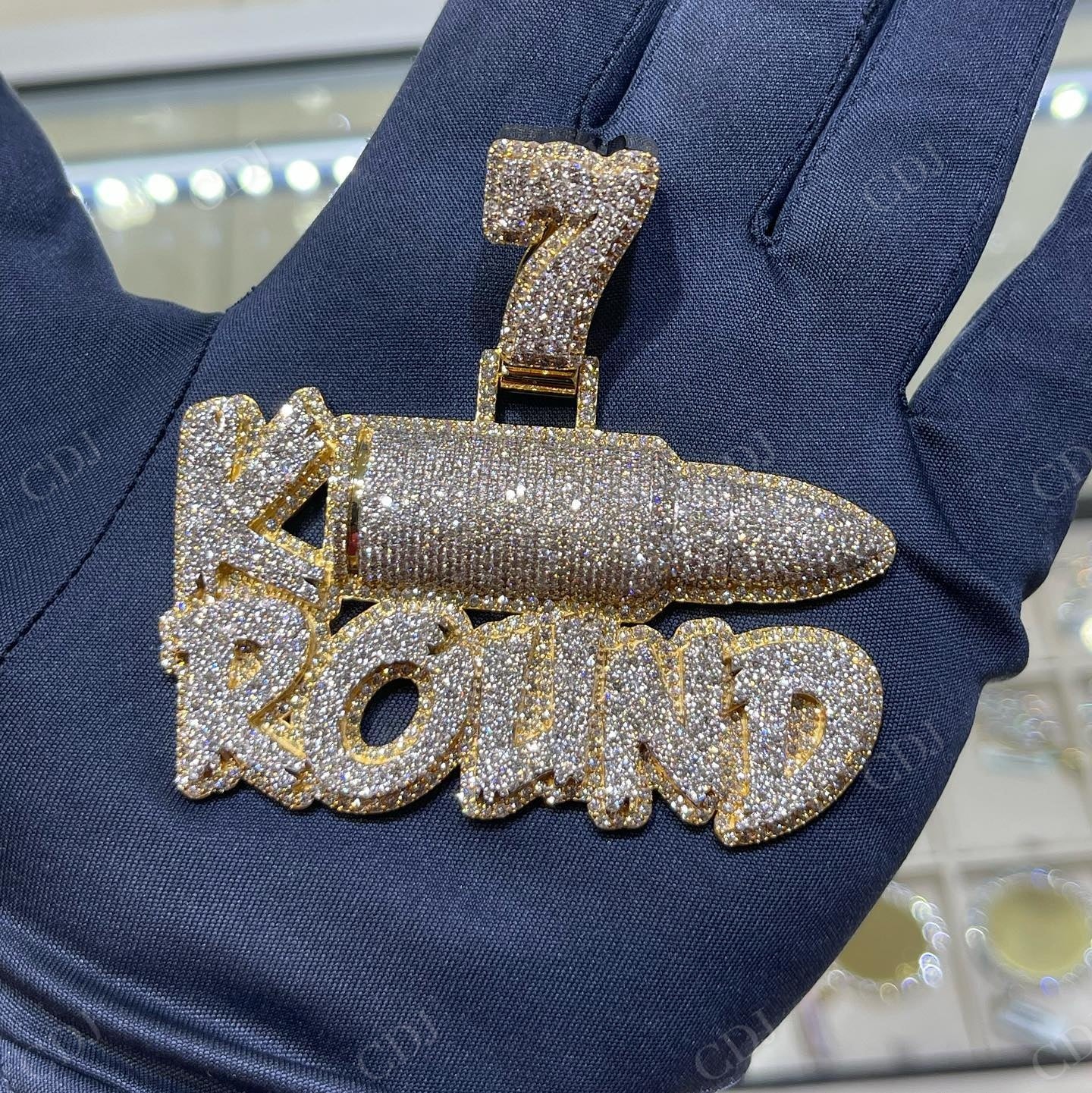 Full Iced Out 14K Plated VVS Diamond Customized Own Logo Pendant hip hop jewelry CustomDiamJewel