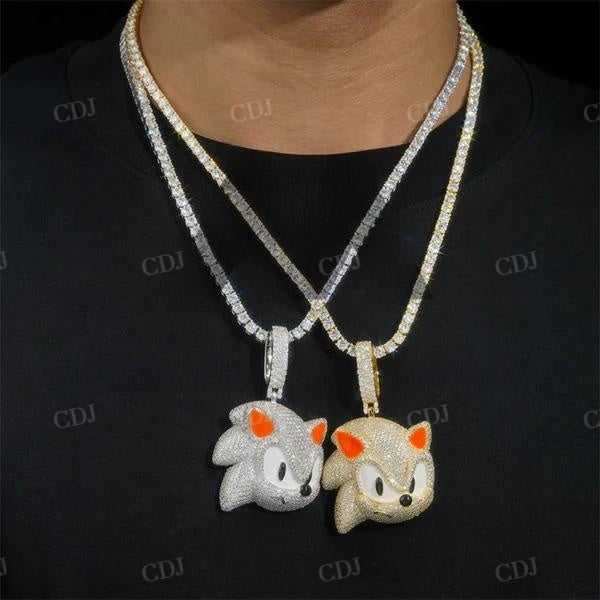 Hip Hop Iced Out Big Sonic Diamond Pendant customdiamjewel