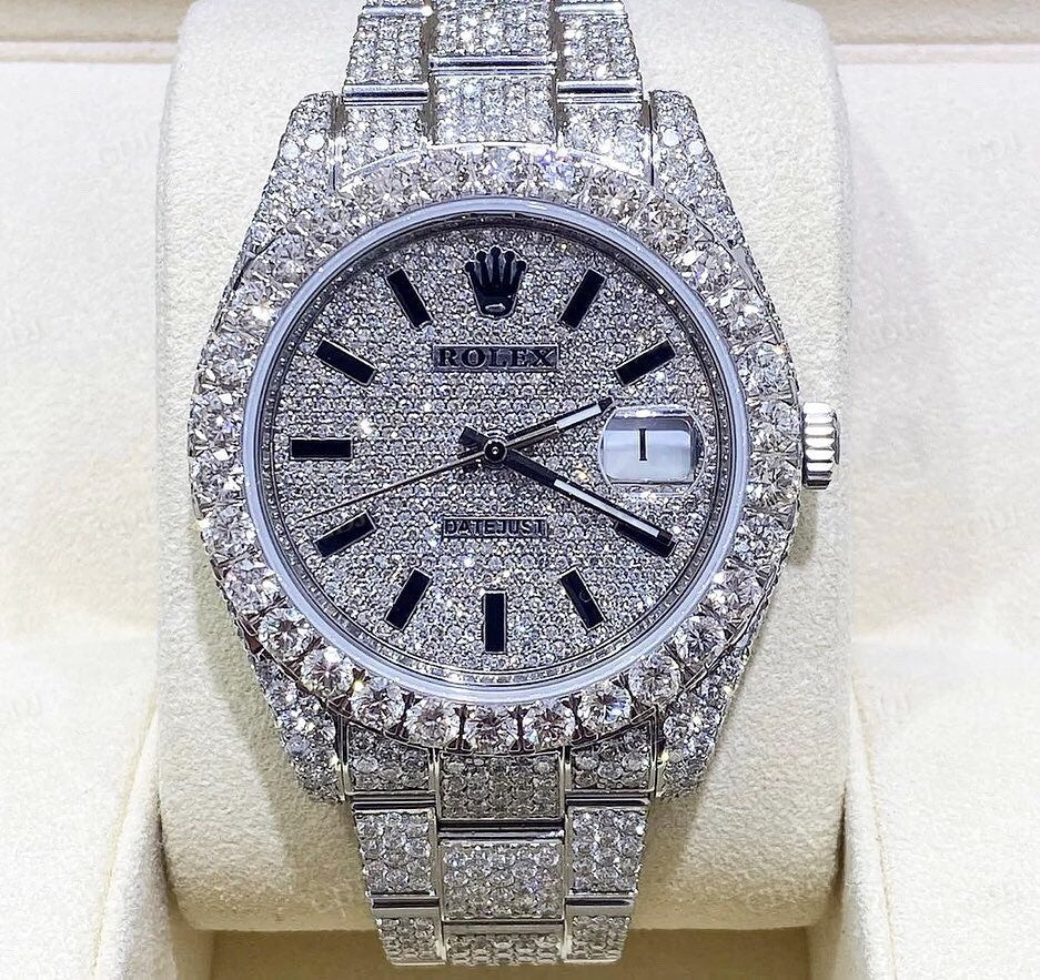 Fully Iced Out Rolex Oyster Automatic Movement Hip Hop Diamond Watch customdiamjewel