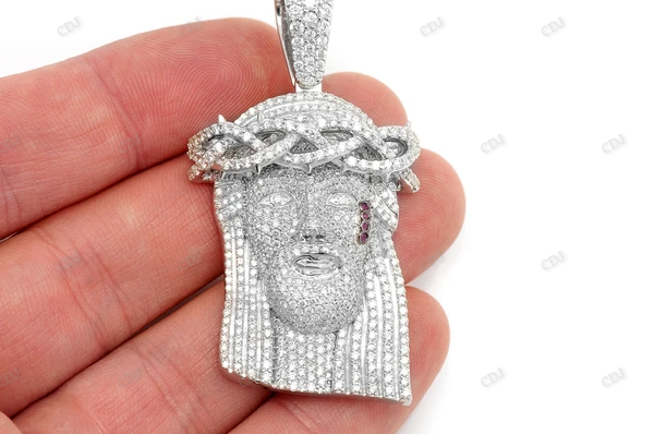 Hip Hop Fully Iced Out Jesus Head Pendant hip hop jewelry CustomDiamJewel
