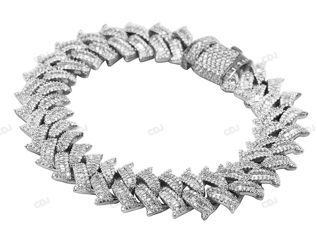 925 Sterling Silver VVS Moissanite Spiked Link Bracelet