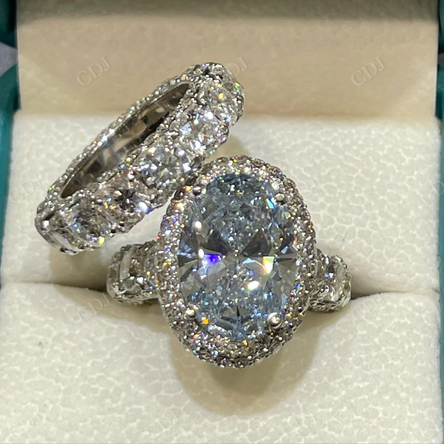 Custom Moissanite Oval Cut Bridal Ring Set hip hop jewelry CustomDiamJewel