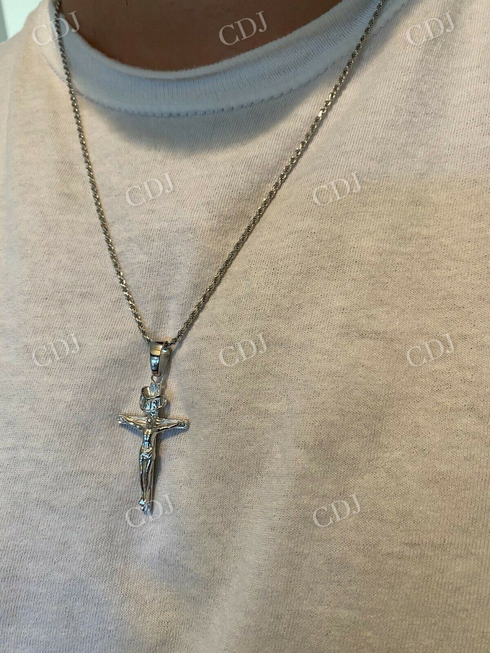 14K Gold Plain Cross Jesus Crucifix Pendant customdiamjewel