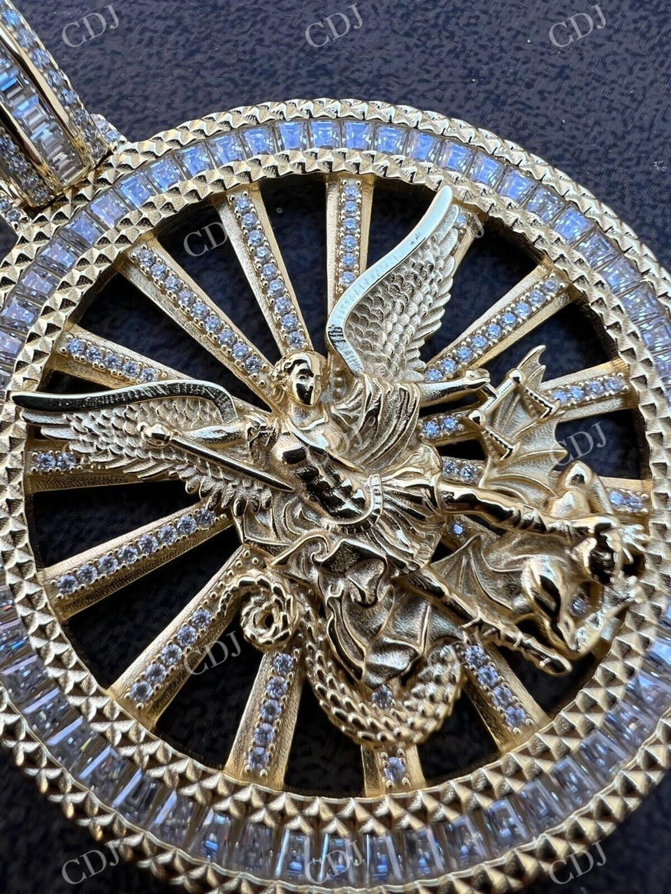 14k Gold Michael Archangel Hip Hop Pendant customdiamjewel