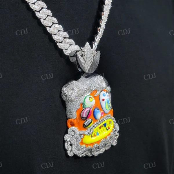 Iced Out Diamond Travis Scott Anime Funny Ghost Enamel Pendant customdiamjewel