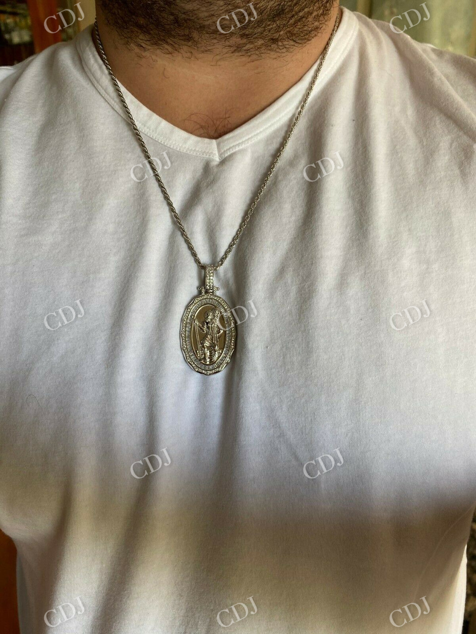 Baguette Diamond St Christopher Pendant customdiamjewel