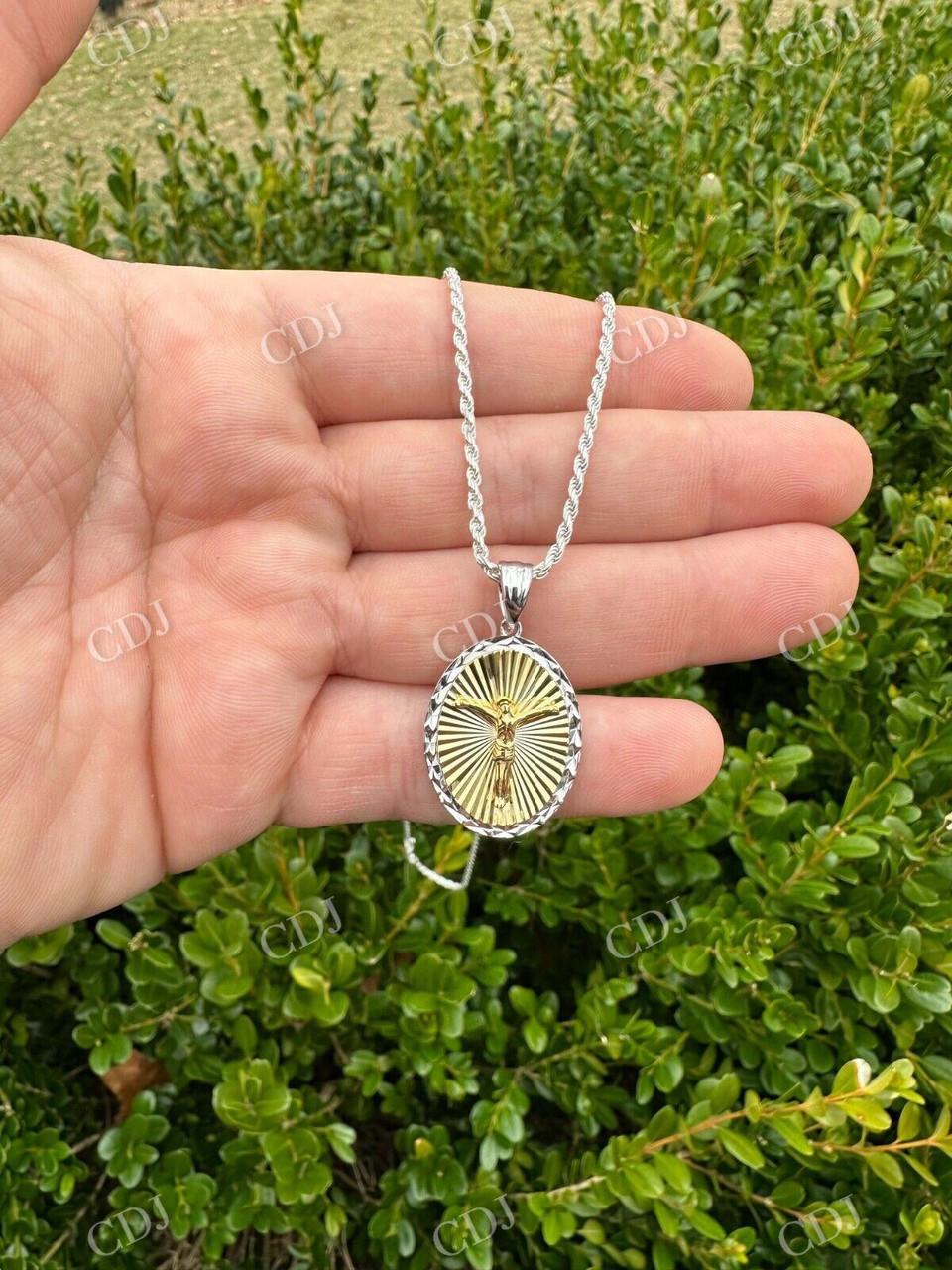 Two Tone Jesus Medallion Pendant customdiamjewel