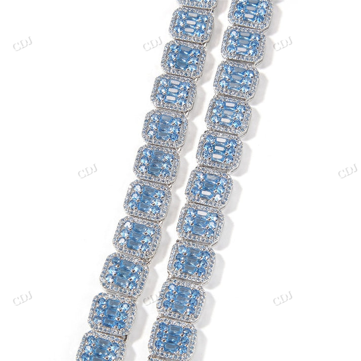 13MM Aquamarine Baguette Diamond Chain hip hop jewelry CustomDiamJewel