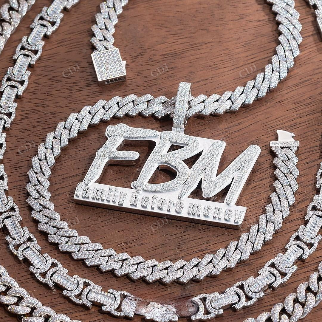 Custom FBM Letter Iced Out Hip Hop Pendant hip hop jewelry CustomDiamJewel