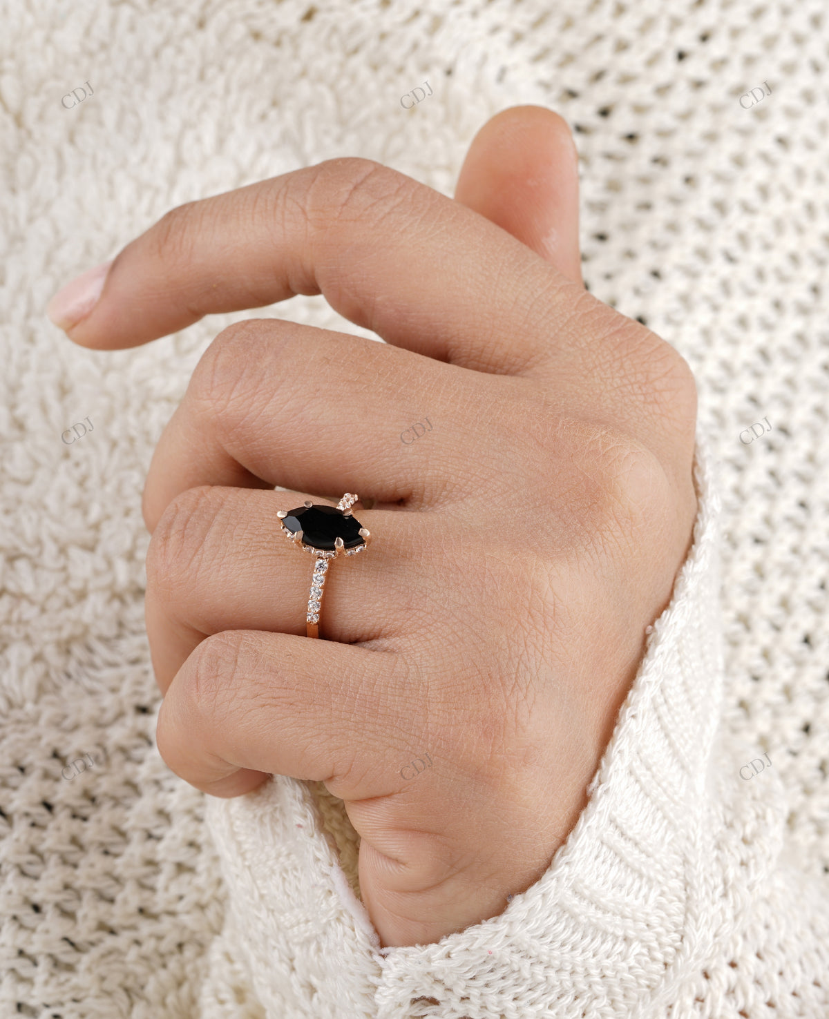 Black Marquise Moissanite Diamond Ring customdiamjewel