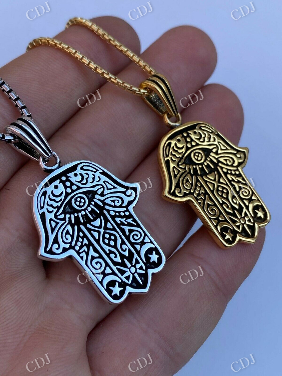 14k Gold Hamsa Hand Of Fatima Pendant customdiamjewel