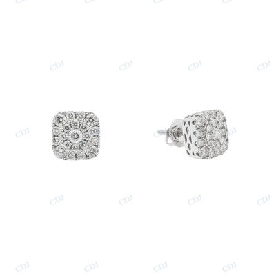 Square Shape Cluster Hip Hop Earring Engagement Ring CustomDiamJewel