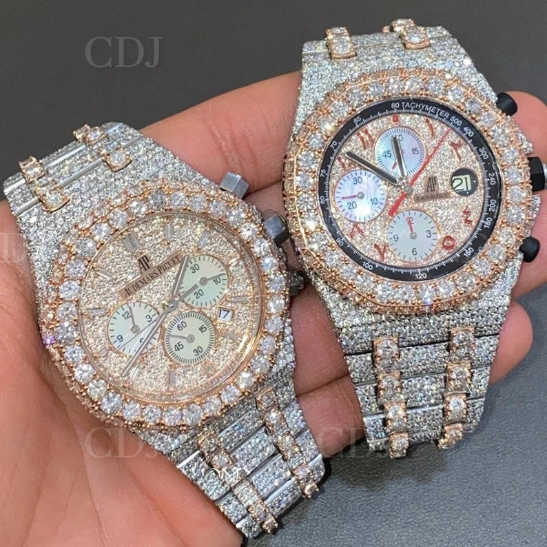 Rose White AP Chrono Modified Watch customdiamjewel