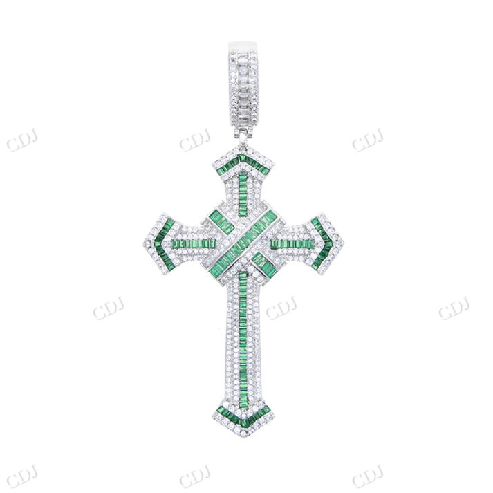 Iced Out Baguette Moissanite Diamond Unique Cross Pendant hip hop jewelry CustomDiamJewel