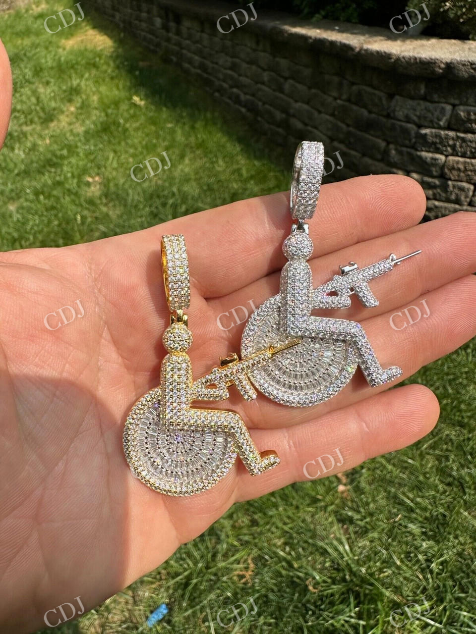 Handicap In Wheelchair Diamond Pendant customdiamjewel