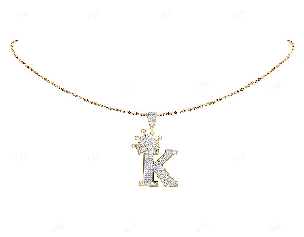 0.65 CTW Custom Natural Diamond "K" Letter Pendant CustomDiamJewel