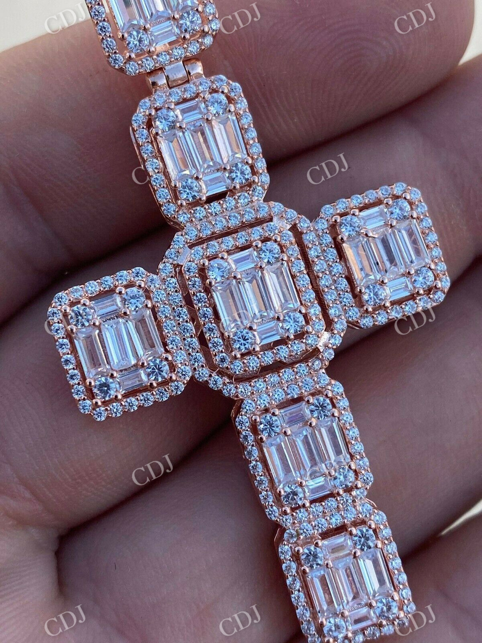 Large Baguette Rose Gold Pendant customdiamjewel