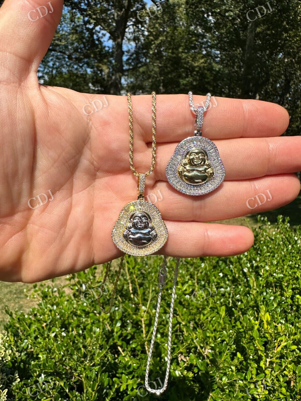 Buddha Pendant Round And Baguette Pendant customdiamjewel