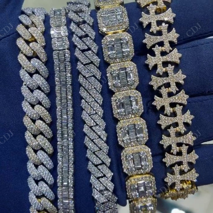 925 Silver VVS Moissanite Iced out hip hop Bracelet hip hop jewelry CustomDiamJewel