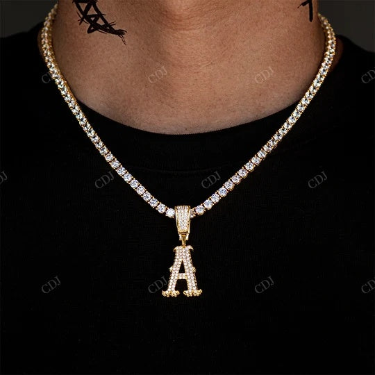 Unique 925 Sterling Silver Initial Pendant hip hop jewelry CustomDiamJewel