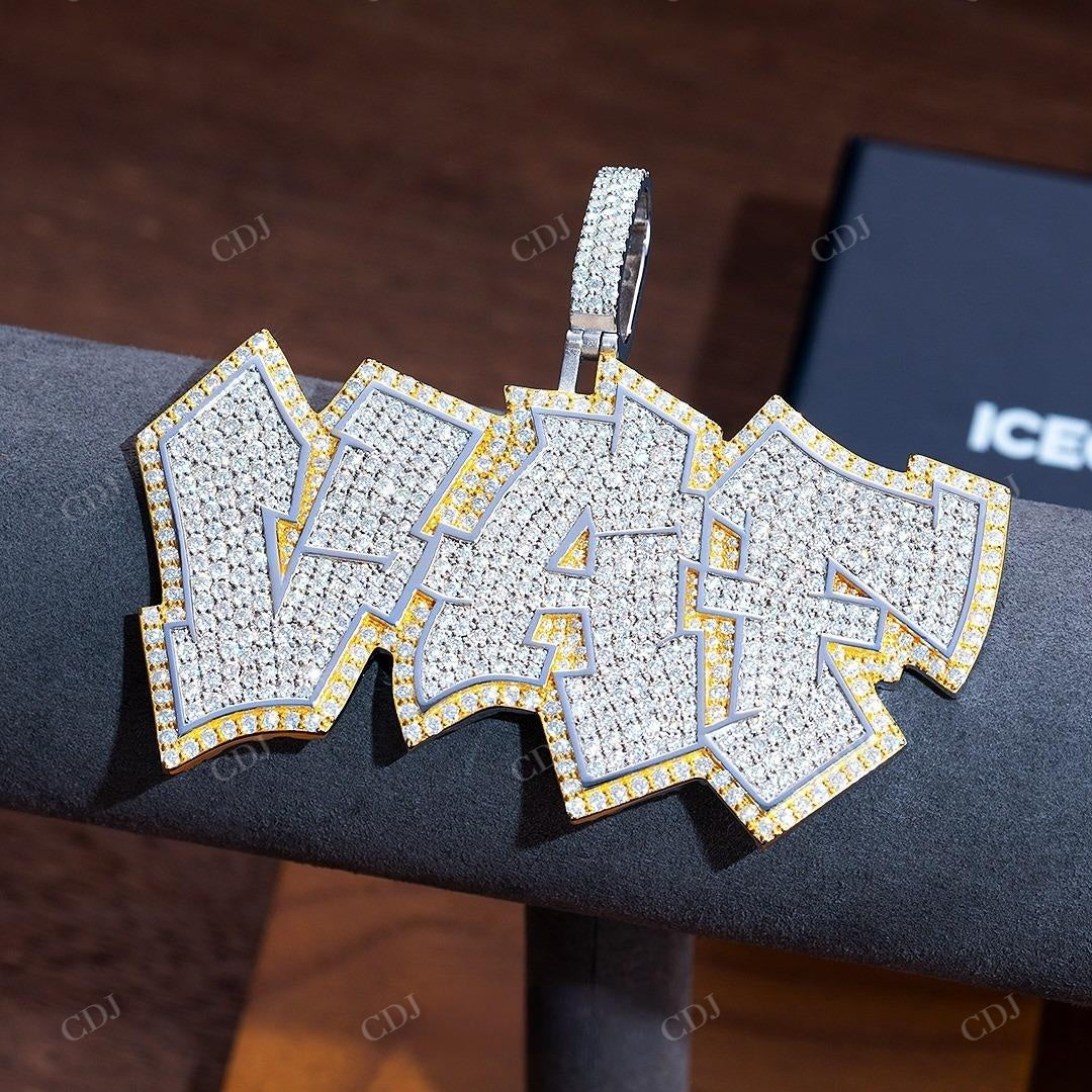 Iced Out Two Tone "VAF" Custom Letter Diamond Pendant hip hop jewelry customdiamjewel